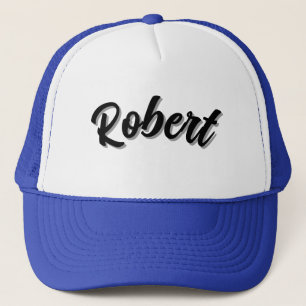 Black Robert Name With Drop Shadow, Trucker Hat
