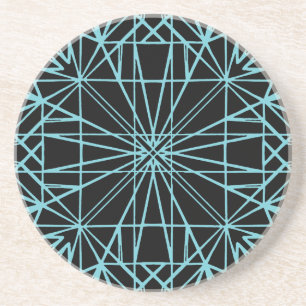 Black & Robin Egg Blue Geometric Symmetry Coaster