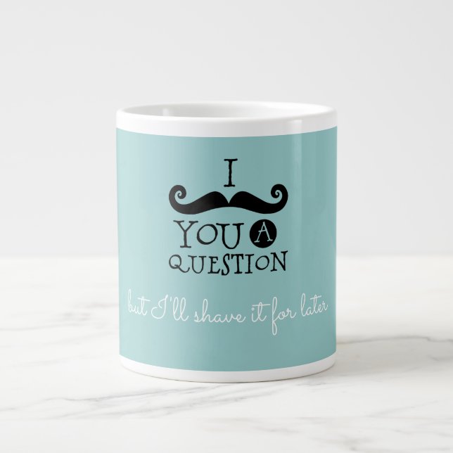 Black Robin Egg Blue Moustache Humour Large Coffee Mug (Front)