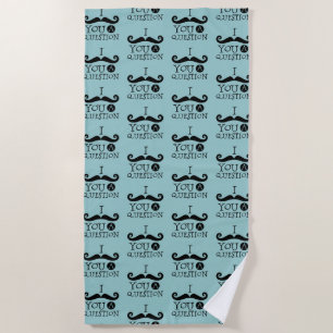 Black Robin Egg Blue Mustache Humor Beach Towel