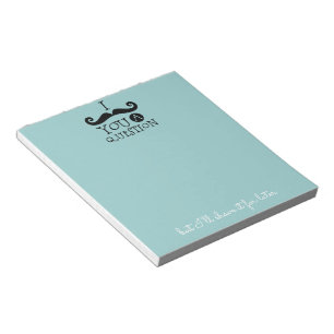 Black Robin Egg Blue Mustache Humor Notepad