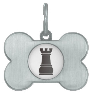 Black rock chess piece pet ID tag