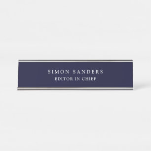 Black Rock Deep Blue Classical Unique Minimalist Desk Name Plate