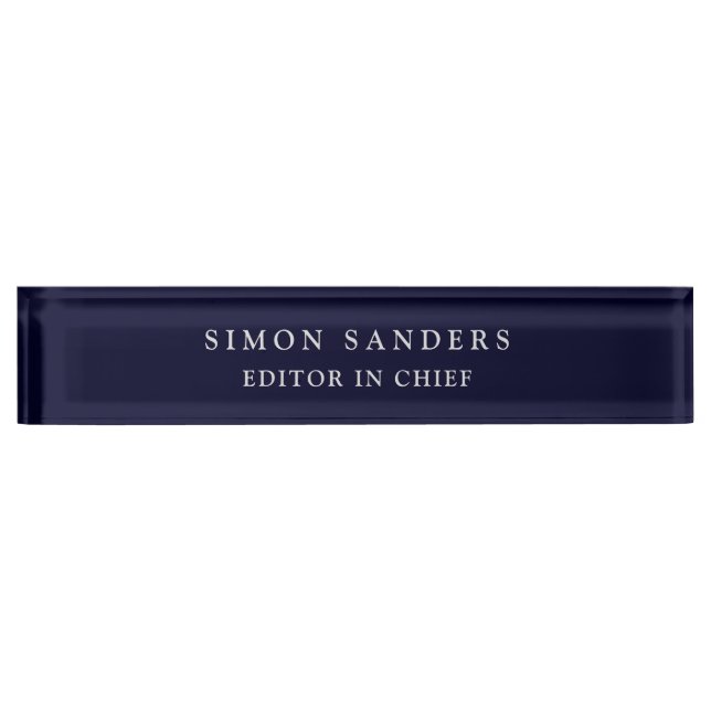 Black Rock Deep Blue Classical Unique Minimalist Nameplate (Front)