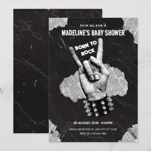 Black Rock metal baby shower  Invitation
