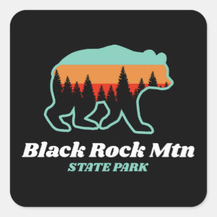 Black Rock Mountain State Park Georgia Bear Retro Square Sticker