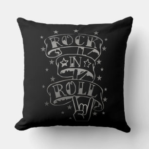 Black Rock & Roll Logo Throw Pillow