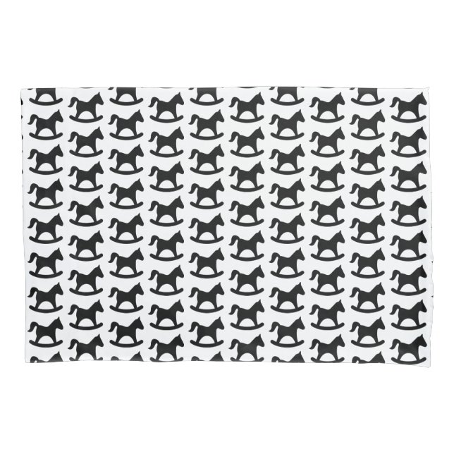 Black Rocking Horse Pillowcase (Front)