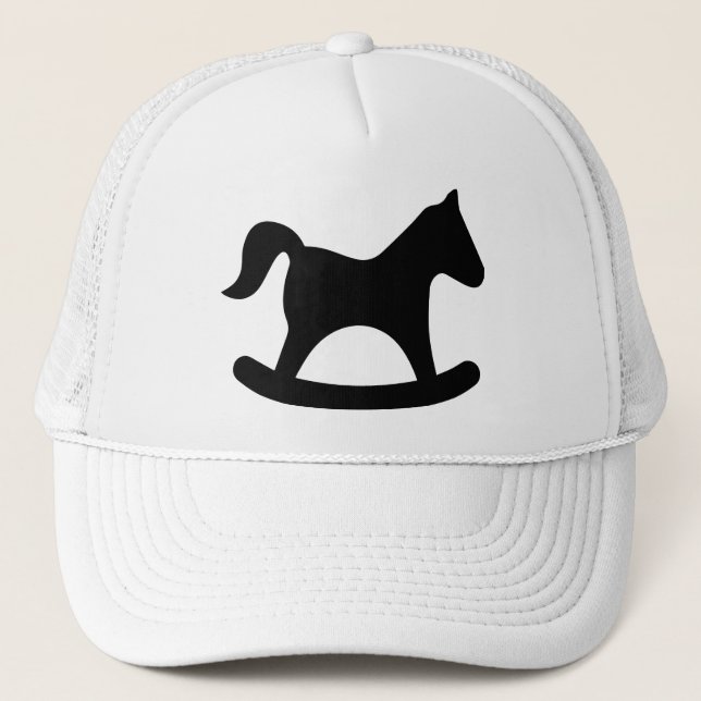 Black Rocking Horse Trucker Hat (Front)