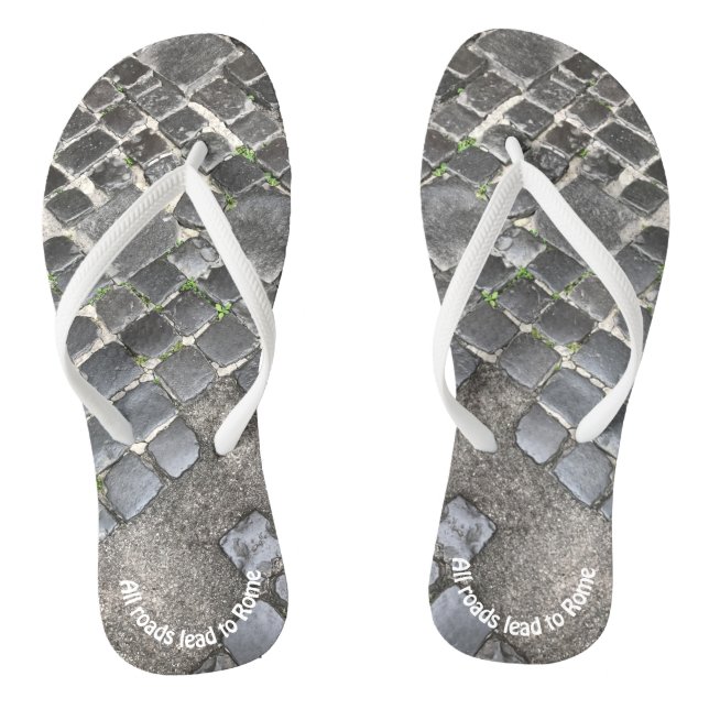 Black Roman Cobblestone Unisex Flip Flops (Footbed)