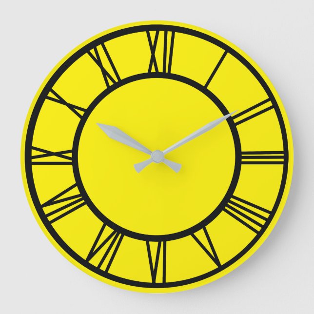 Black Roman Numbers Border Pattern Round Clock (Front)