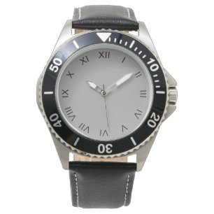 Black Roman Numbers on Grey Mens cn Watch