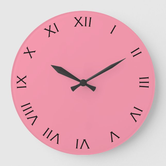 Black Roman Numbers On Pink wct Large Clock (Front)