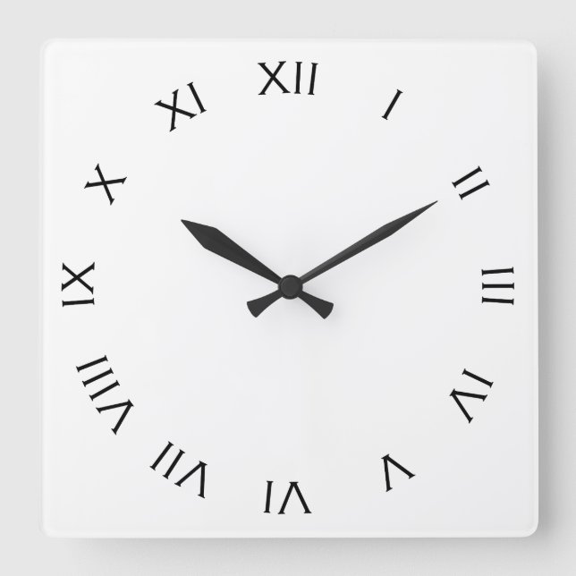 Black Roman Numbers On White Wall Clock arc (Front)