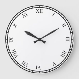 Black Roman Numbers Round Clock Face & Trim Clock