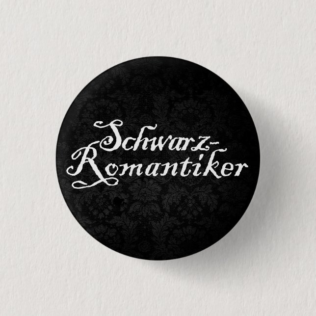 black romantic 1 inch round button (Front)