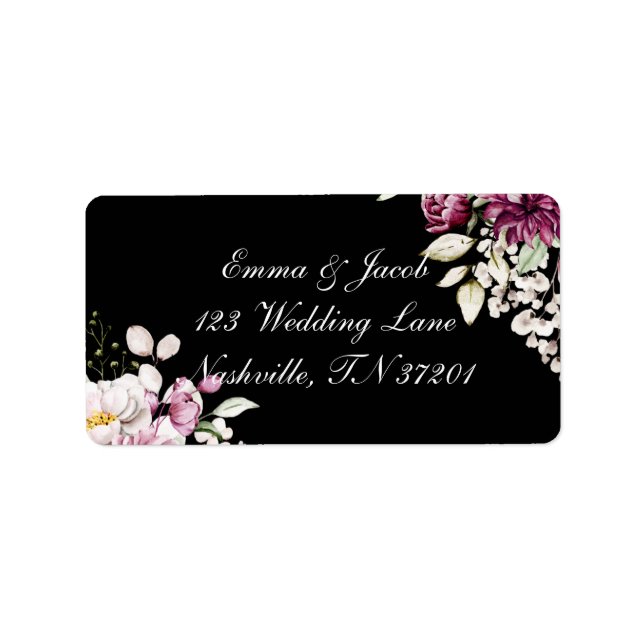 Black Romantic Bloom Floral Peony  Label (Front)