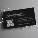 Black Romantic Calligraphy Wedding QR Code RSVP  Enclosure Card<br><div class="desc">Simple black and white wedding RSVP card featuring elegant and romantic swirly calligraphy lettering with a QR code. For more advanced customization of this design,  please click the BLUE DESIGN TOOL BUTTON above!</div>