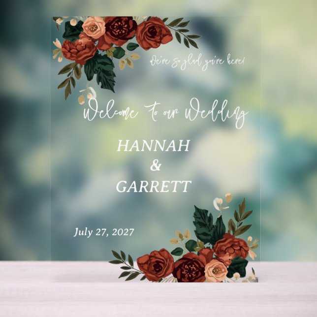 Black Romantic Garden Wedding Foam Board Acrylic Sign (Neutral)