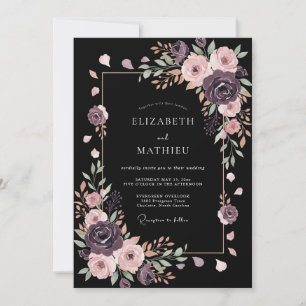 Black Romantic Midnight Wedding Invitation