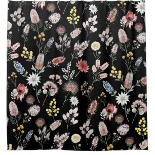Black Romantic Moody Watercolor Wildflowers