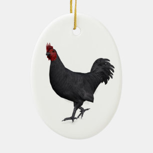 Black Rooster Ceramic Ornament