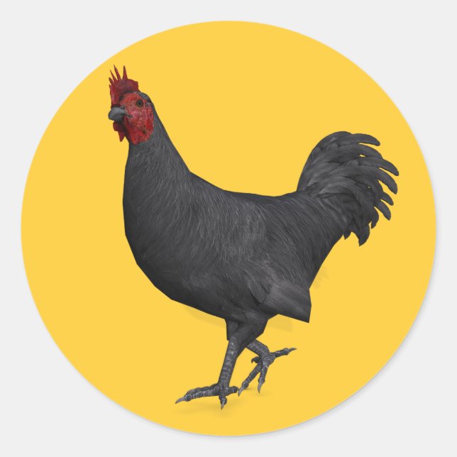 Black Rooster Classic Round Sticker (Front)