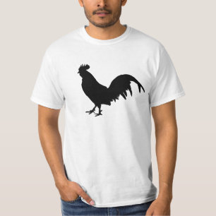 Black Rooster Cockerel Chicken Silhouette T-Shirt
