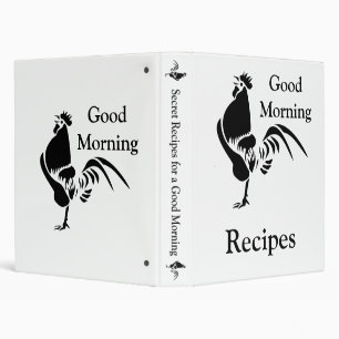 Black Rooster Crowing Silhouette Breakfast Recipes Binder