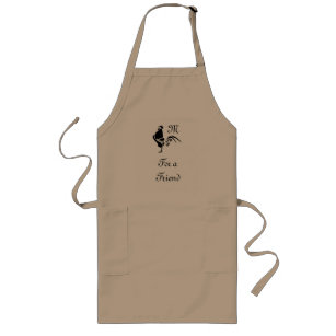 Black Rooster Crowing Silhouette Long Apron