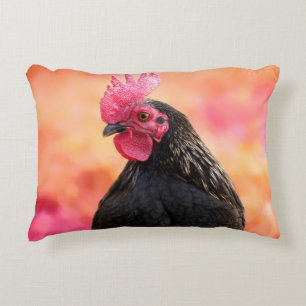 Black Rooster Decorative Pillow