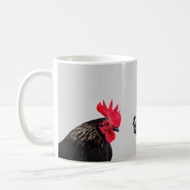 Black Rooster - Good Morning - Customizable Coffee Mug (Left)