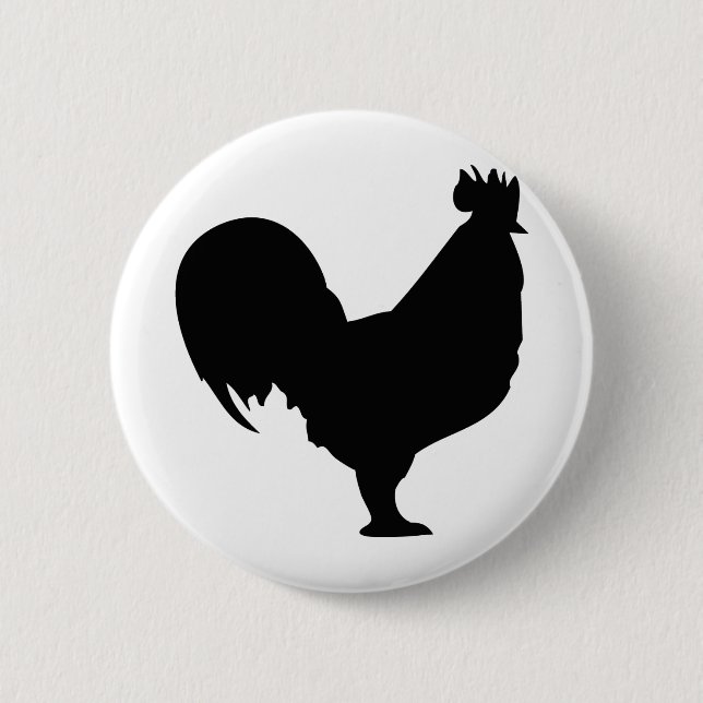 black rooster icon 2 inch round button (Front)