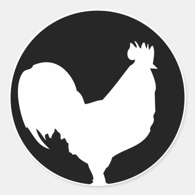 black rooster icon classic round sticker (Front)