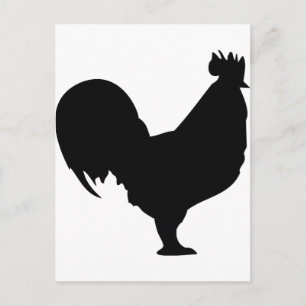 black rooster icon postcard