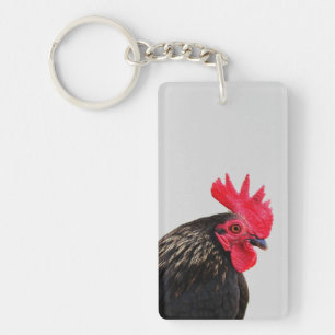 Black Rooster Keychain