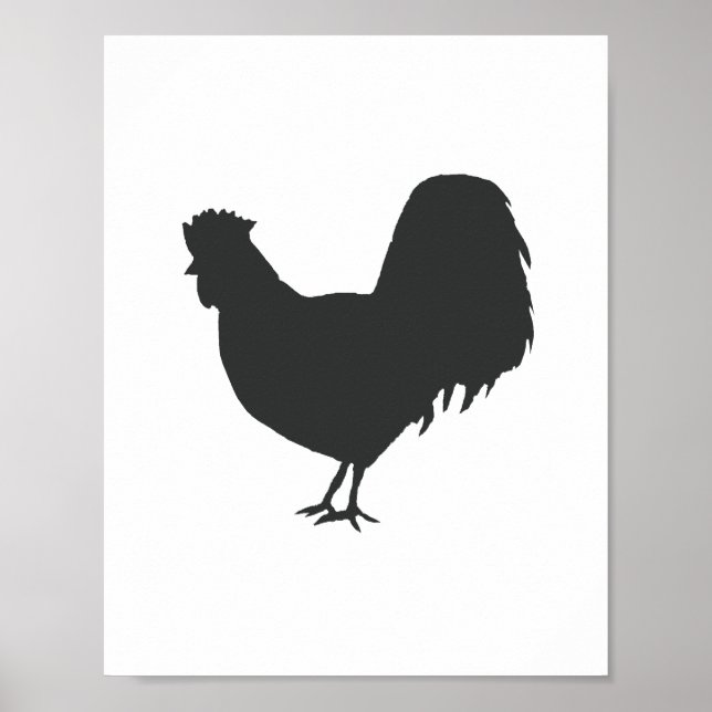 Black Rooster Painting Farmhouse Decor Art Print (Front)