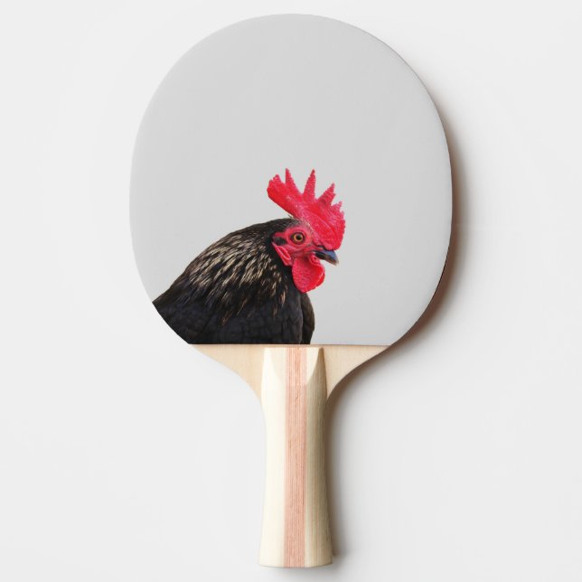 Black Rooster Ping Pong Paddle (Front)