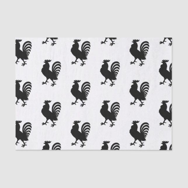 Black Rooster Silhouette Tissue Paper (Front)