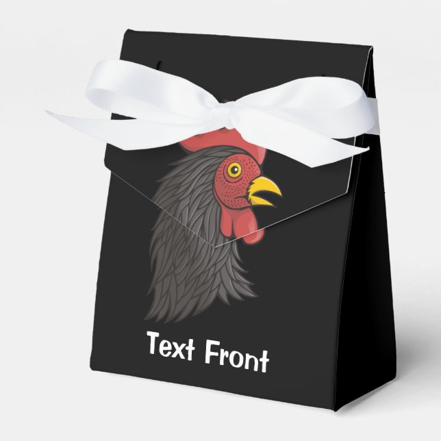 Black Rooster's Head Favor Box (Front Side)