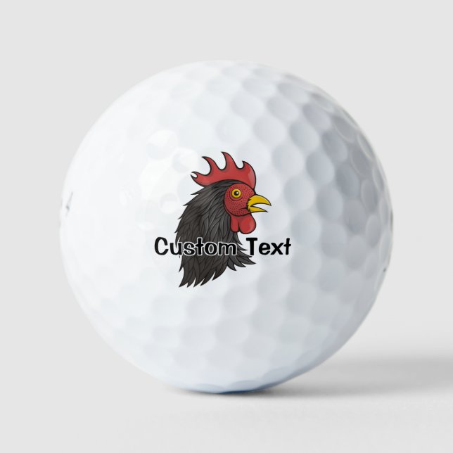 Black Rooster's Head Golf Balls (Front)