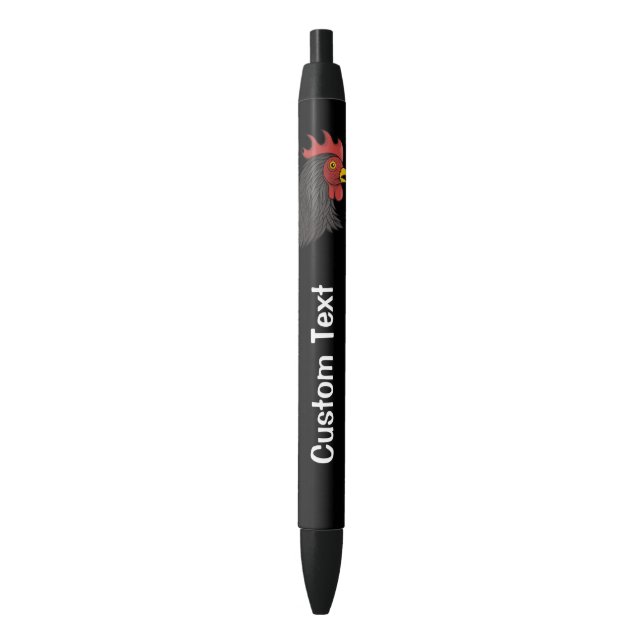 Black Rooster's Head Ink Pen (Front Vertical)