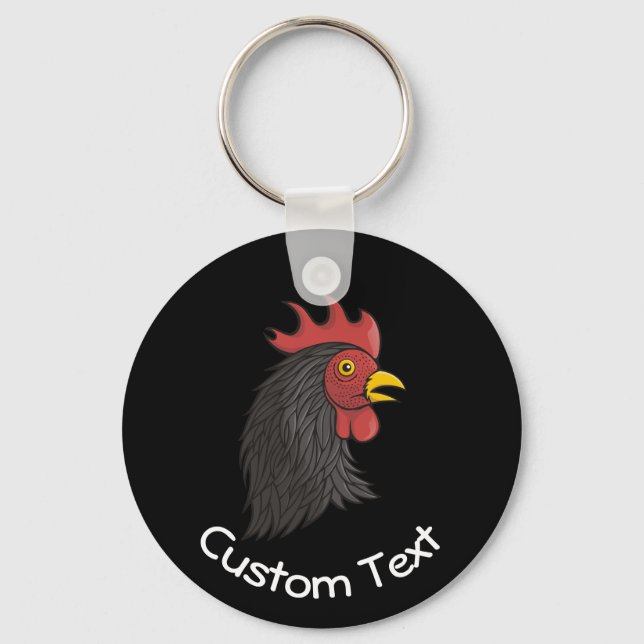 Black Rooster's Head Keychain (Front)