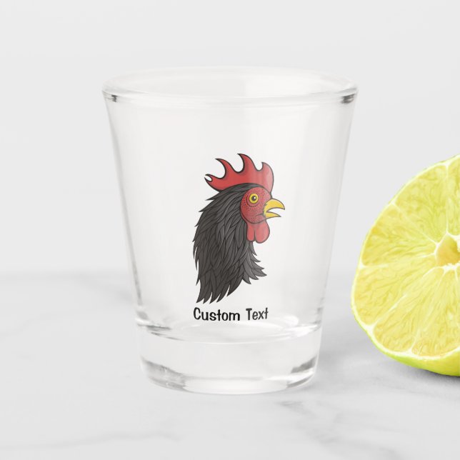 Black Rooster's Head Shot Glass (Front)