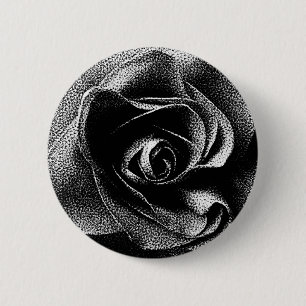 BLACK ROSE 2 INCH ROUND BUTTON
