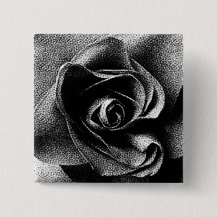 BLACK ROSE 2 INCH SQUARE BUTTON
