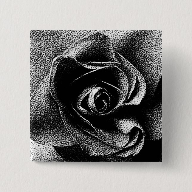 BLACK ROSE 2 INCH SQUARE BUTTON (Front)