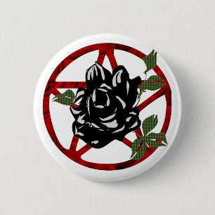 Black Rose and Pentagram 2 Inch Round Button