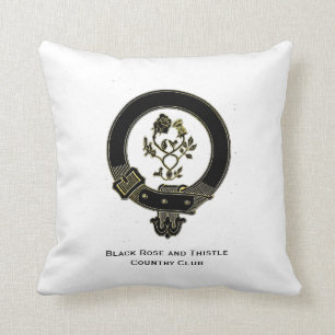 Black Rose and Thistle Scottish Theme Throw Pillow