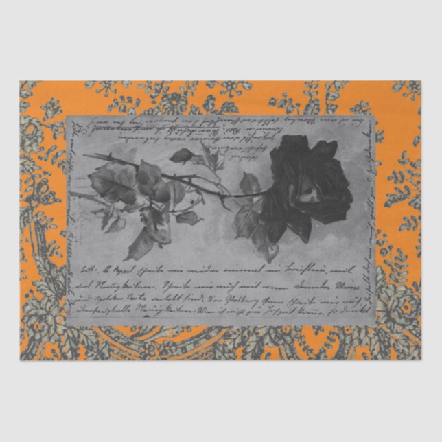 BLACK ROSE BLACK LACE HALLOWEEN Tissue Paper (Front)